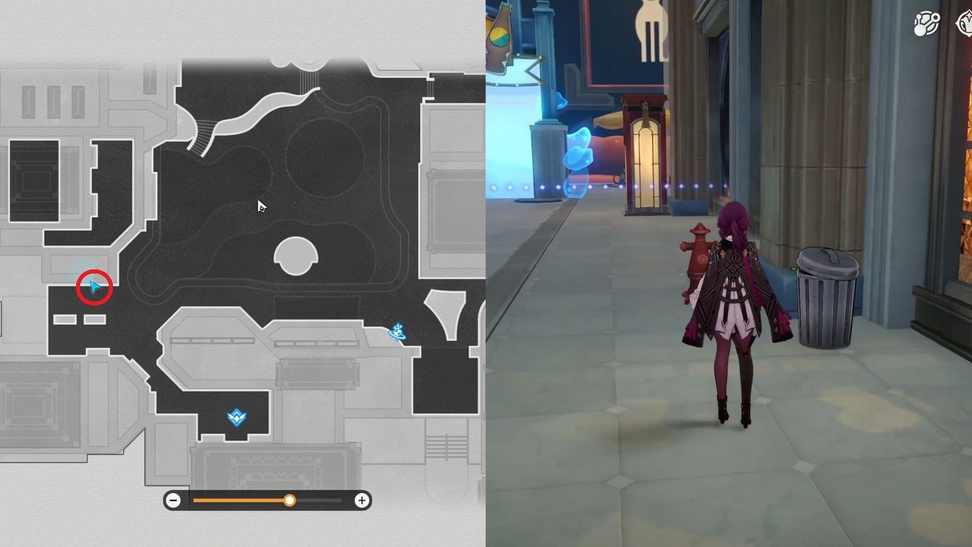 Location of the second Lordly Trashcan in Dewlight Pavilion (Image via HoYoverse)